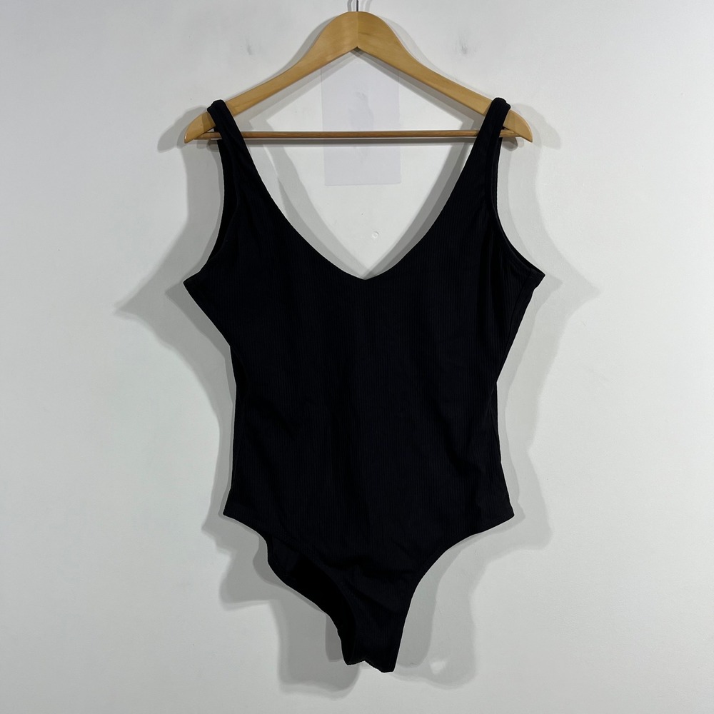 Andie Swim Euro Summer Resort Beachy Black One Piece Swimsuit Low Back Womens XL